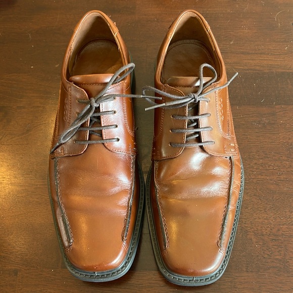 Ecco Oxford Brown Leather Mens Size 9 US 43 EUR shock point - Picture 1 of 8